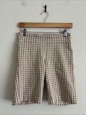 J. McLaughlin White Beige Gingham Shorts Size 4